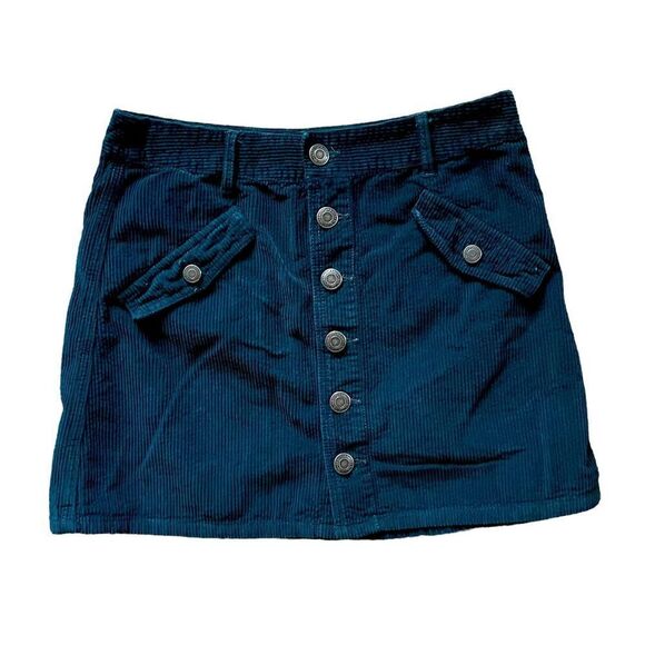 AMERICAN EAGLE Button Down Corduroy Skirt Dark Green Size 8 Long - Picture 1 of 6